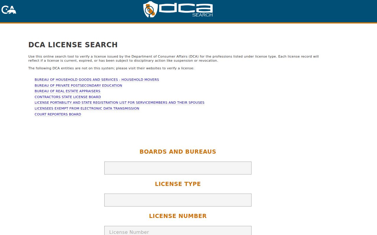 Pleasanton residents directory reference to California professional license search