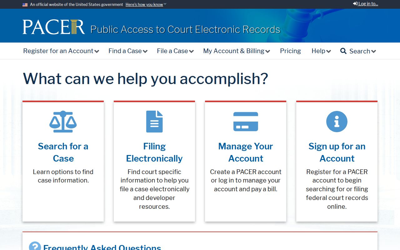 Pleasanton previous residents federal docket research through PACER