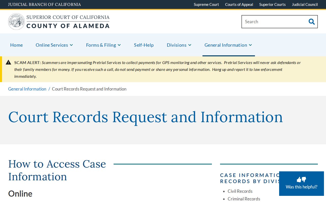 Pleasanton resident lookup at Alameda Superior Court records
