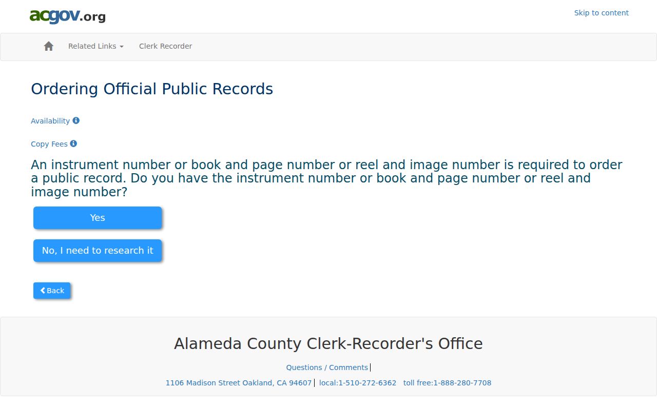 Pleasanton street directory view of Alameda County official public records